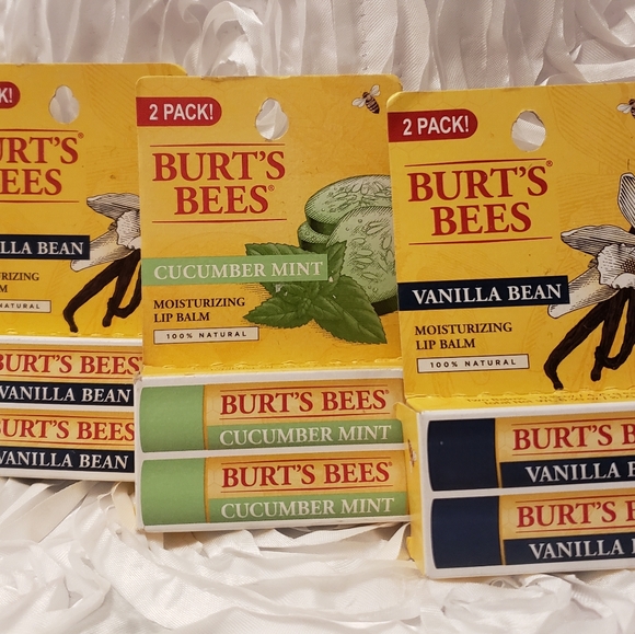 3 Pack*Burts Bees Vanilla & Cucumber Mint Lip Balm - Picture 3 of 3